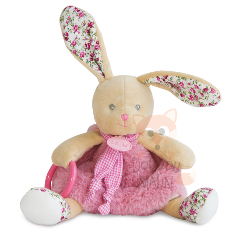 Les poupis pantin dactivité lapin rose rouge fleur 